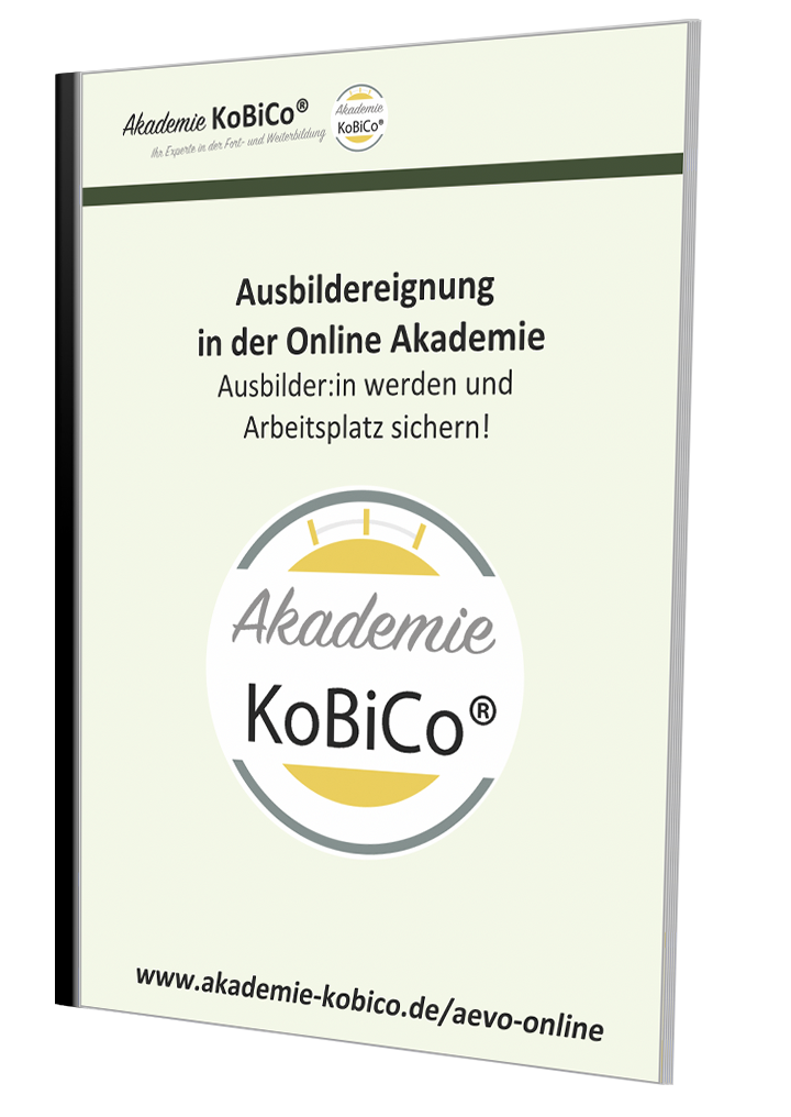 Die Lehrgangsbroschüre zum Ausbilderschein in der Online Akademie der Akademie KoBiCo